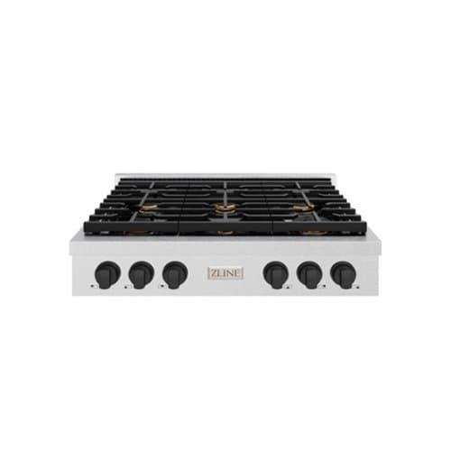 ZLINE - 36 in. Autograph Paramount Gas Rangetop with Black Accents (SRTSZ-36-MB) - Stainless Steel