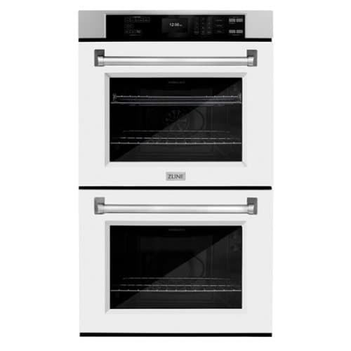 ZLINE - 30 in. Convection Double Wall Oven w/ Air Fry and Self Clean w/ White Matte Doors - Stainless Steel