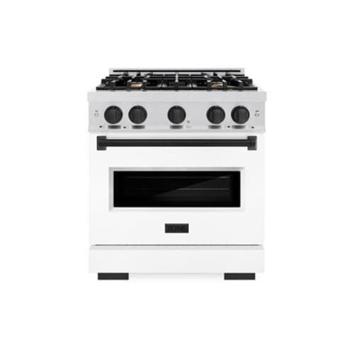 ZLINE - Autograph 30 in. Classic Satin Steel Gas Range with Black Accents (CGRSZ-WM-30-MB) - Black Matte
