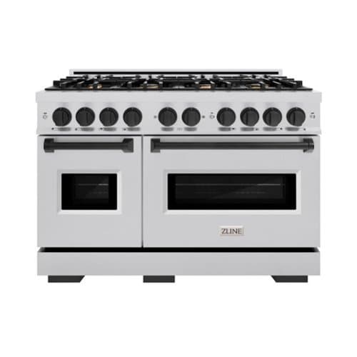 ZLINE - Autograph 48" Classic Double Oven Dual Fuel Range w/ Matte Black Accents (CDRZ-48-MB) - Stainless Steel