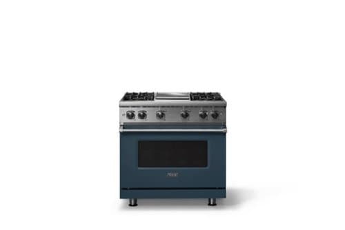 Viking - 5.1 Cu. Ft. 36"W Freestanding Gas Sealed 4 Burner Range with Griddle - Squall