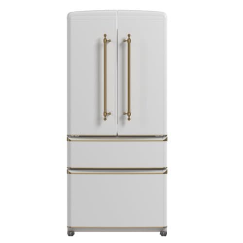 Forno Appliances - Luigi 18 Cu. Ft. Counter-Depth French Door Refrigerator with Antique Brass Handles - White