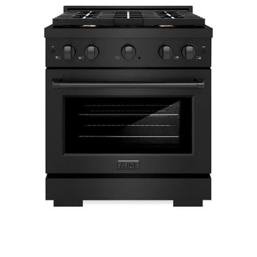ZLINE - 30" Paramount Gas Range w/ Convection Oven in Black Stainless & 4 Brass Burners (SGRB-BR-30) - Black Stainless Steel