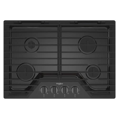 Whirlpool - 30" Built-In Gas Cooktop with EZ-2-Lift Hinged Cast-Iron Grates - Black Stainless Steel