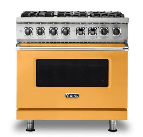 Viking - 5-Series 5.6 Cu. Ft. Self-Cleaning Freestanding Dual Fuel Convection Range - 6 Burner - Daffodil