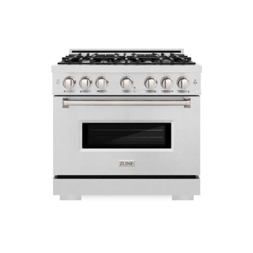 ZLINE - 36 in. Classic Dual Fuel Satin Steel Stainless Range w/ 6 Burners & Convection Oven (CDRS-36) - Stainless Steel