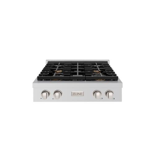 ZLINE - 30 in. Paramount Gas Rangetop with 4 Brass Burners and Porcelain Cooktop (SRT-BR-30) - Stainless Steel
