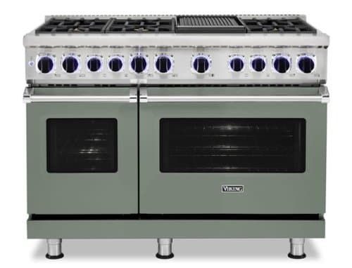 Viking - 48"W./24"D. Dual Fuel Sealed Burner Range-6 Burners/Griddle - Eucalyptus