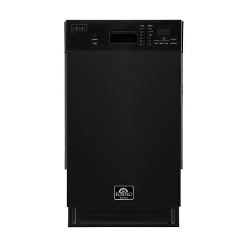 Forno Appliances - Polo 18" Compact Front Control Built-In Stainless Steel Tub Dishwasher, 52dBA - Black
