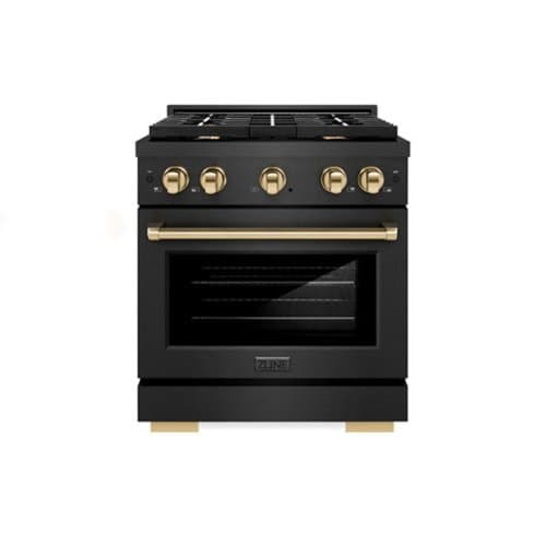 ZLINE - Autograph 30 in. 4.2 cu. ft. Freestanding Paramount Dual Fuel Range in Black Satin Stainless Steel with Bronze Accents - Black Satin Stainless Steel