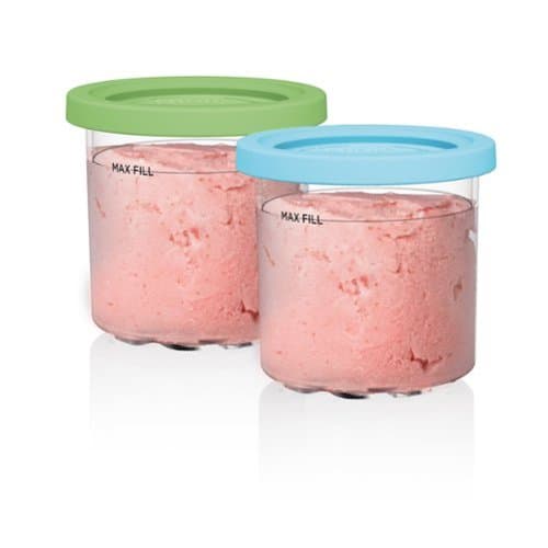 CREAMi Pints and Lids - 2 Pack, Compatible with NC300s Series Ninja Creami Ice Cream Makers - Clear/Lime/Aqua