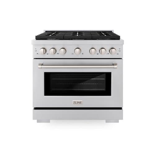 ZLINE - 36" Paramount Dual Fuel with 6 Brass Burners and Convection Oven (SDR-BR-36) - Stainless Steel