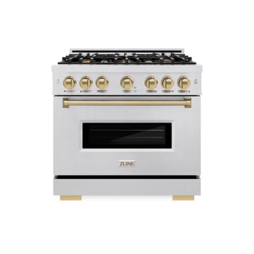 ZLINE - Autograph 36 in. Classic Dual Fuel Satin Steel Range w/ 6 Burners & Bronze Accents (CDRSZ-36-CB) - Stainless Steel
