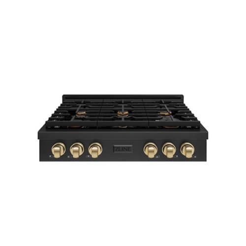 ZLINE - 36 in. Autograph Paramount Rangetop with Bronze Accents (SRTBZ-36-CB) - Black Stainless Steel