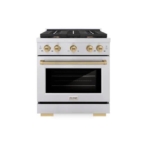 ZLINE - Autograph Edition 30" Paramount Gas Range w/ 4 Burners & Champagne Bronze Accents (SGRZ-30-CB) - Stainless Steel