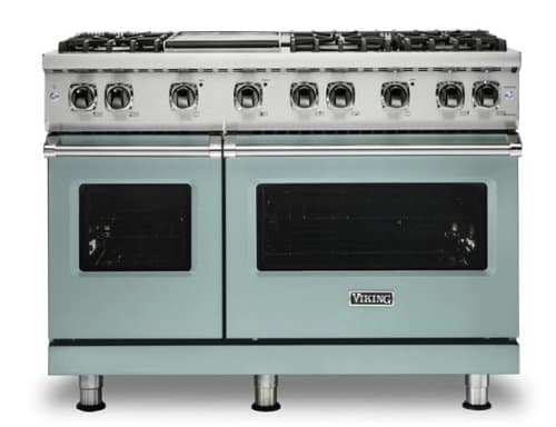 Viking - 6.1 Cu. Ft. 48"W. Professional 5 Series Freestanding Double Oven Gas Convection Range - Splash