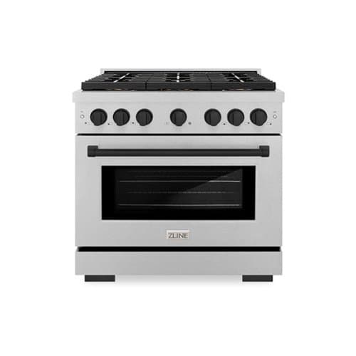 ZLINE - Autograph 36 in. 5.2 cu. ft. Freestanding Paramount Gas DuoPro Range in Satin Steel and Matte Black Accents - Stainless Steel