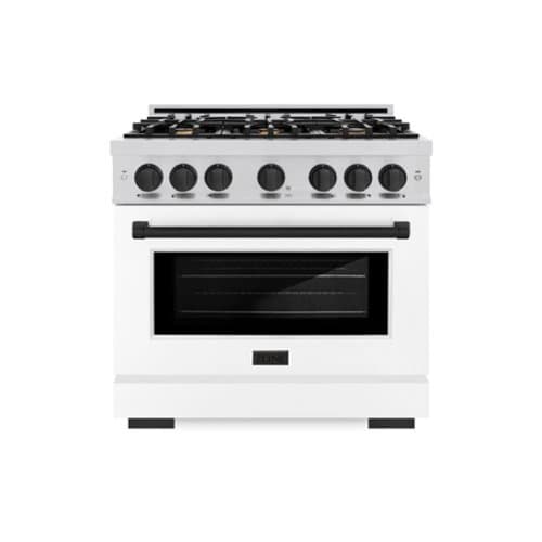 ZLINE - Autograph 36" Select Dual Fuel Range with Black Accents (HDRZ-WM-36-MB) - White
