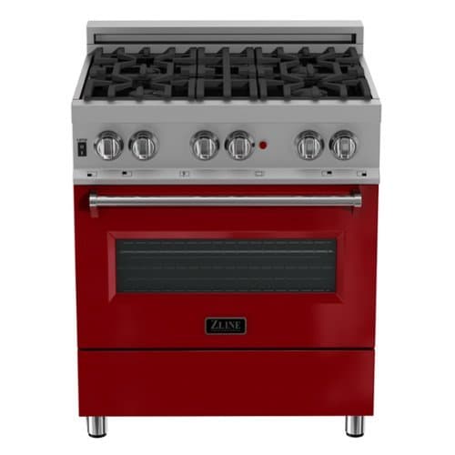 ZLINE - 36 in. Legacy Dual Fuel Range in Satin Stainless Steel & Red Gloss Door (RAS-RG-36) - Gloss Red