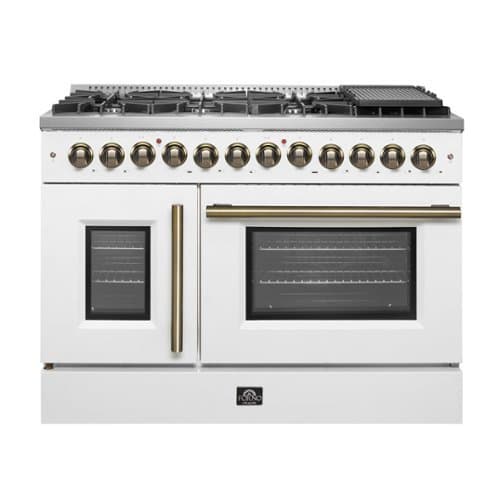 Forno Appliances - Galiano 6.58 Cu. Ft. Freestanding Dual Fuel True Convection Range - White