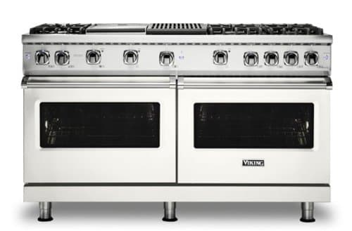 Viking - 8.0 Cu. Ft. 60"W. Professional 5 Series Freestanding Double Oven Gas Convection Range - Pure White